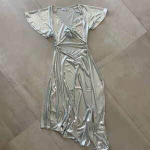 WeWoreWhat Silver Metallic Cut-Out Dress - Size
S